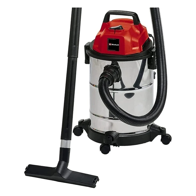 Einhell Nass-Trockensauger TCVC 1820 S - 1250 Watt - Edelstahlbehälter 20L - Blasanschluss - 4 Rollen - Schlauchsystem 36mm