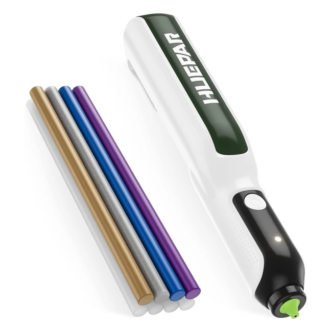 Hot Glue Gun Huepar 6S Preheat Cordless Speedheating Glue Pen - Rechargeable Liion Battery - Mini Glue Gun with 8pcs Glue Sticks