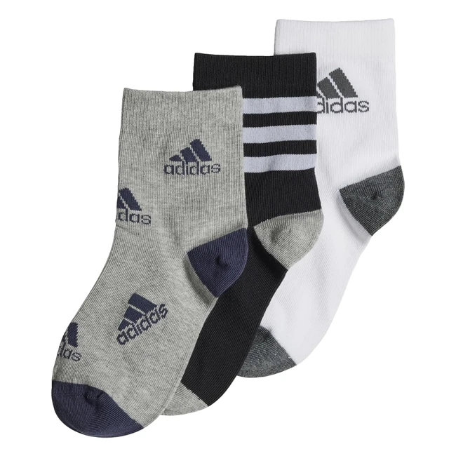Adidas Kids Graphic Socks - 3 Pairs | Black/White/Grey | XXL
