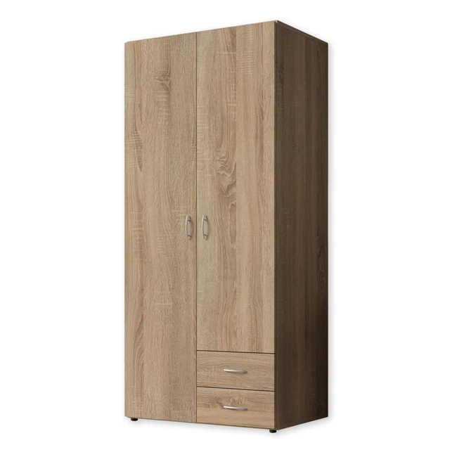 Stella Trading Base Zeitloser Kleiderschrank Eiche Sonoma Optik 81x176x51 cm BHT