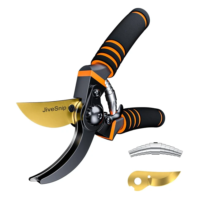 JiveSnip Premium Titanium Garden Secateurs - Professional Bypass Pruning Shears - Includes Scissors - #1 Choice for Plants, Hedges, and Flowers