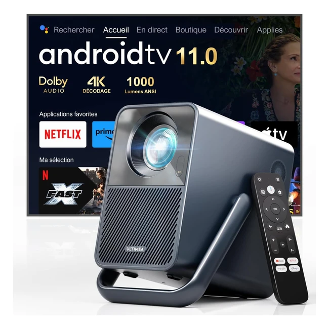 Videoprojecteur Android TV 110 UltiMea Poseidon E40 4K Portable Dolby Audio 1000 ANSI Basses Profondes