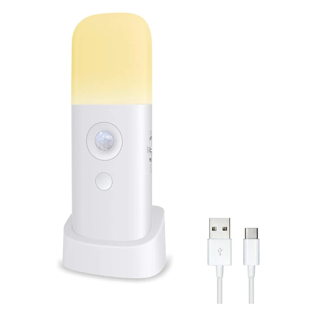 Lampada Notturna Zoeson con Sensore Movimento USB Ricaricabile - 1 Pack
