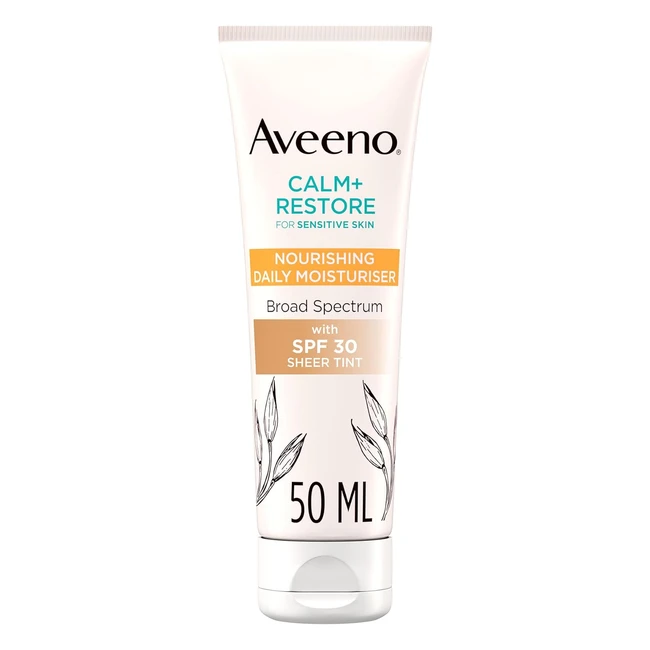 Aveeno CalmRestore Nourishing Daily Moisturiser SPF30 - Sensitive Skin - 100% Mineral UV Filters - Fragrance Free 50ml