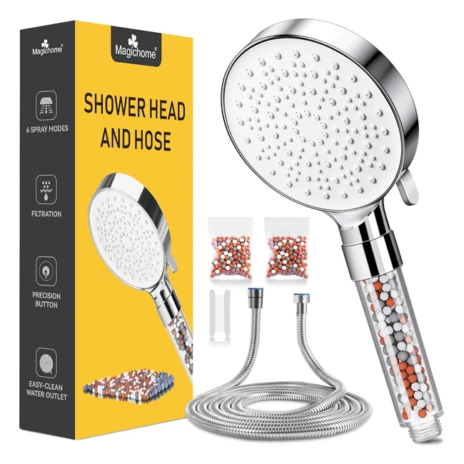 Pommeau de douche haute pression Magichome avec tuyau 2m - Anti calcaire, économie d'eau, 6 modes