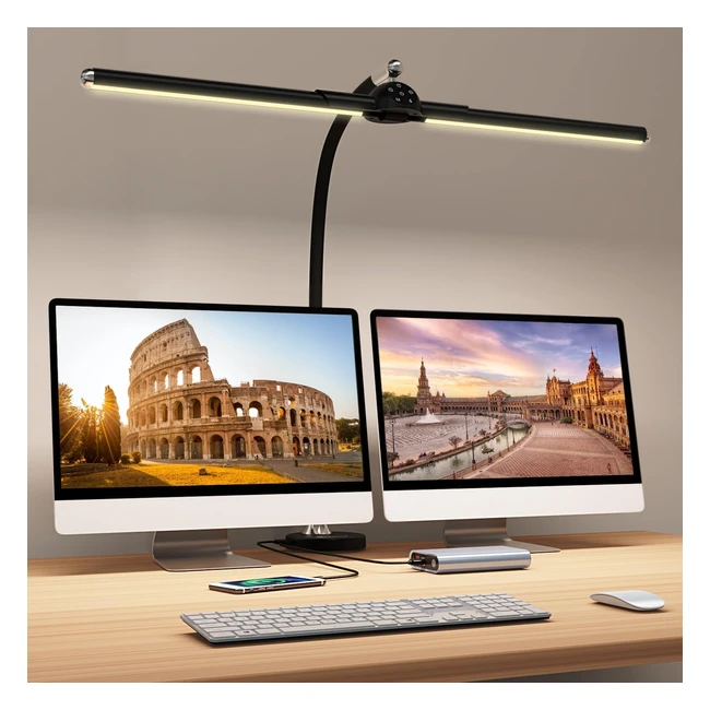 Megainvo Lmpara Escritorio LED 24W Flexo LED Negro