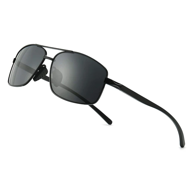 Sungait Ultra Lightweight Rectangular Polarized Sunglasses UV400 - Black Frame Gray Lens