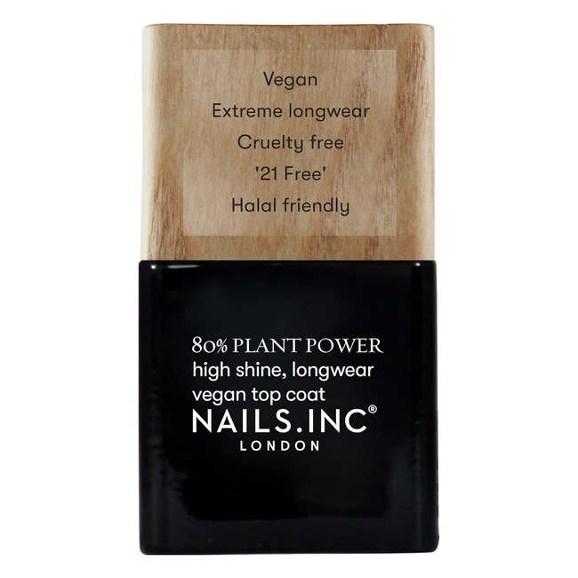 NailsInc Plant Power Top Coat 14ml - Fast Drying Long Lasting Shine