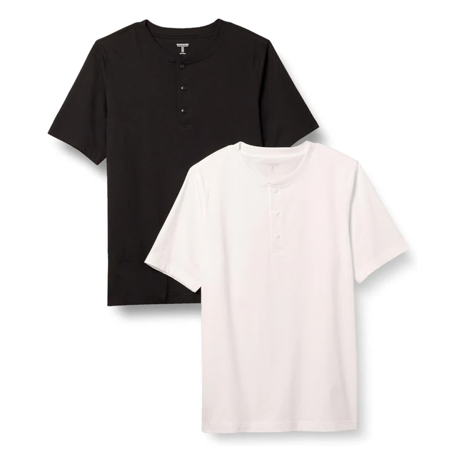 Amazon Essentials Mens Regular-Fit Henley Jersey Pack of 2 - XL BlackWhite