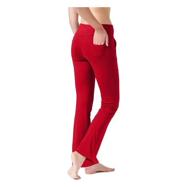 Pantaloni Yoga Donna Laier 4 Tasche Vita Alta Stretch - Rosso