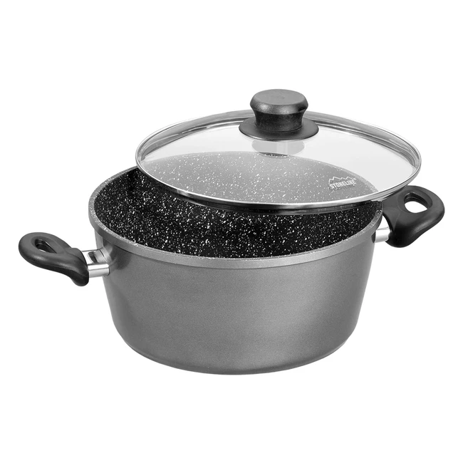 Stoneline Kochtopf 20 cm - Induktion Aluguss - Antihaftbeschichtet - Echte Steinpartikel