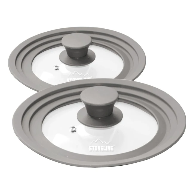 Stoneline Universal Glasdeckel Set 2-teilig mit Silikonrand 16-18 cm und 24-26 c