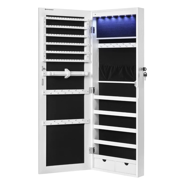 Songmics Schmuckschrank mit langem Spiegel LED-Lampen Groes Fassungsvermgen 