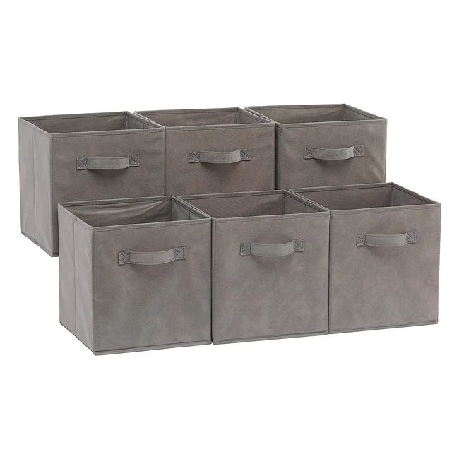 Amazon Basics Fabric Storage Cube Organiser Grey Pack of 6 266 x 266 x 279