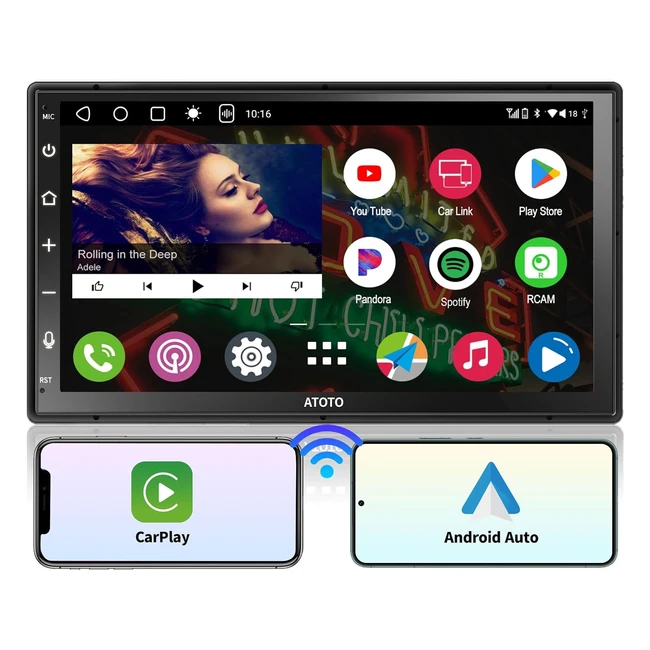 Radio Coche Android Atoto A6PF 2G32G 7 Pantalla Tctil QLED Carplay Inalmbrico Bl