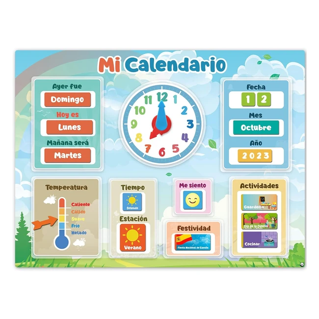 Calendario SmartPanda Magntico Nios Nias - Incluye Reloj Estacin Meteor