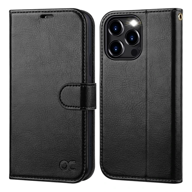 OCASE iPhone 15 Pro Max Premium PU Leather Wallet Case RFID Blocking Shockproof 