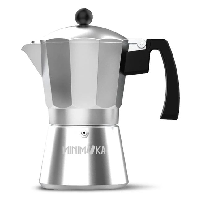 Minimoka Moka 6 Tazze - Acciaio Inox - Ergonomica - Sicurezza - Adatta Vitro e Gas