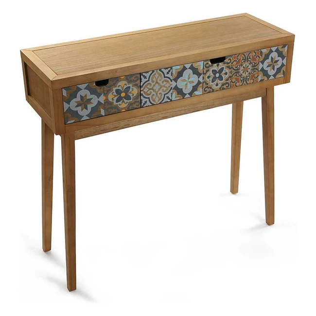 Consolle Ingresso Versa Alfama 815x30x90 cm Legno Grigio 2 Cassetti