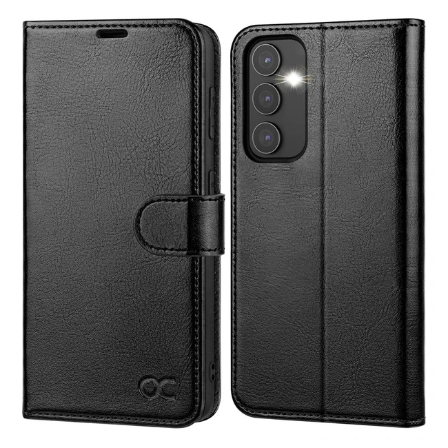 OCASE Samsung Galaxy S23 FE Case Premium PU Leather Wallet Phone Case RFID Blocking Card Holder TPU Inner Shell Shockproof Flip Cover 2023 Black