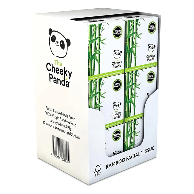 Cheeky Panda Bamboo Facial Tissues - 12 Cube Boxes - Soft & Plastic Free