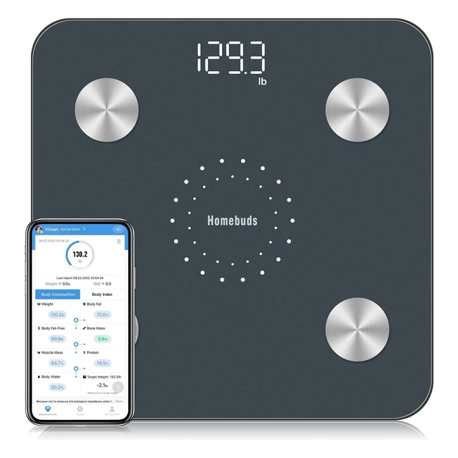 Homebuds Digital Bathroom Scales 2021  Smart Body Fat Monitor with App  Blue