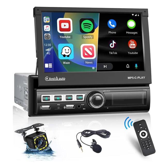 Autoradio Hikity 1 DIN Carplay Schermo 7 Motorizzato Bluetooth Android Auto App