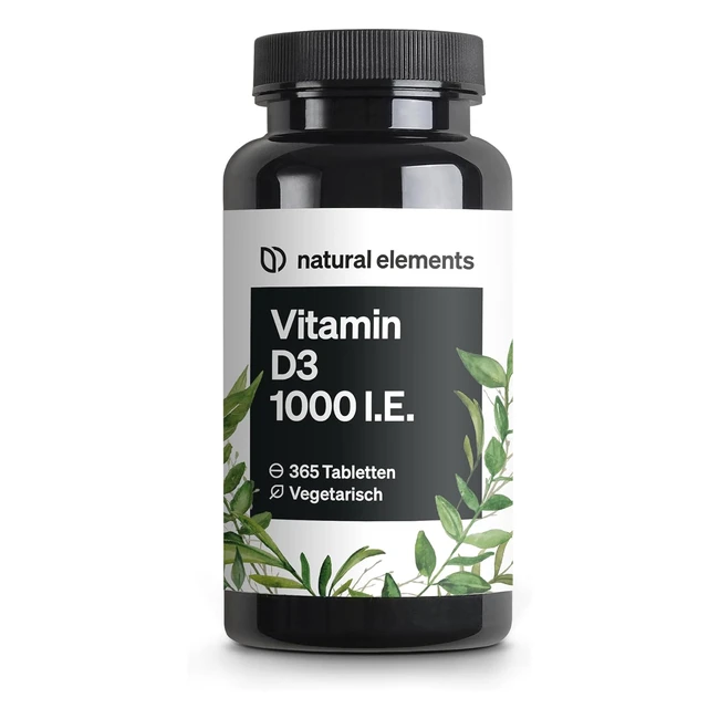 Vitamin D3 1000 IU 365 Tabletten pro Jahr - Knochen & Immunsystem - Hochdosiert - Made in Germany