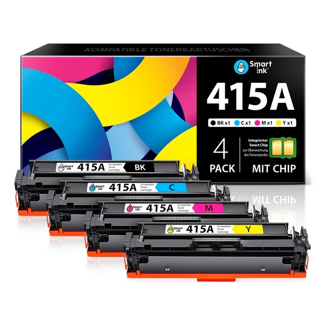 Smart Ink 415A 415 Kompatibler Toner mit Chip für HP 415A 415 A Schwarz Cyan Magenta Gelb für LaserJet Pro MFP M479fdw M479fdn
