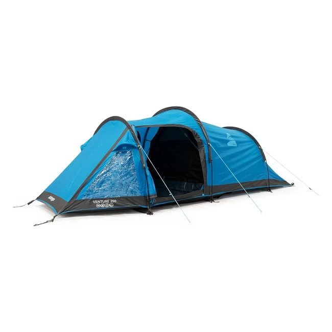 Vango Venture 250 2 Man Tunnel Tent - Waterproof Flysheet, Crystal Clear Windows, Inner Tent Pockets