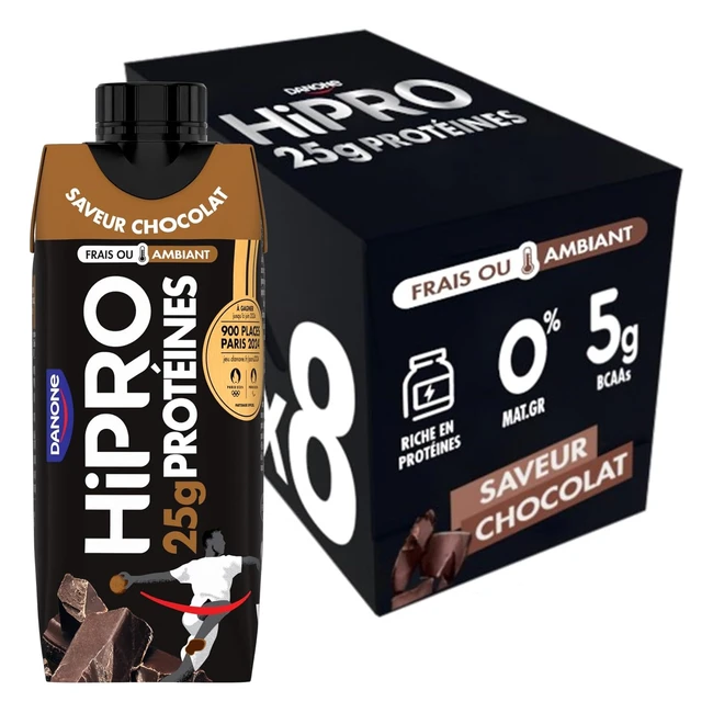 Hipro Boisson Protine Got Chocolat 330ml Lot de 8x330ml - 25g Protines 