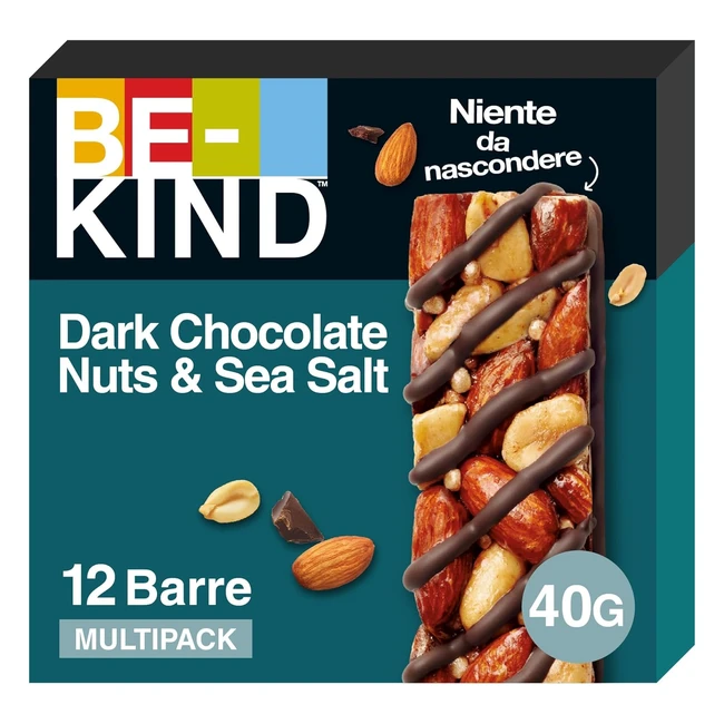 Bekind Barretta Cioccolato Fondente e Sale Marino Snack Senza Glutine x12 40g
