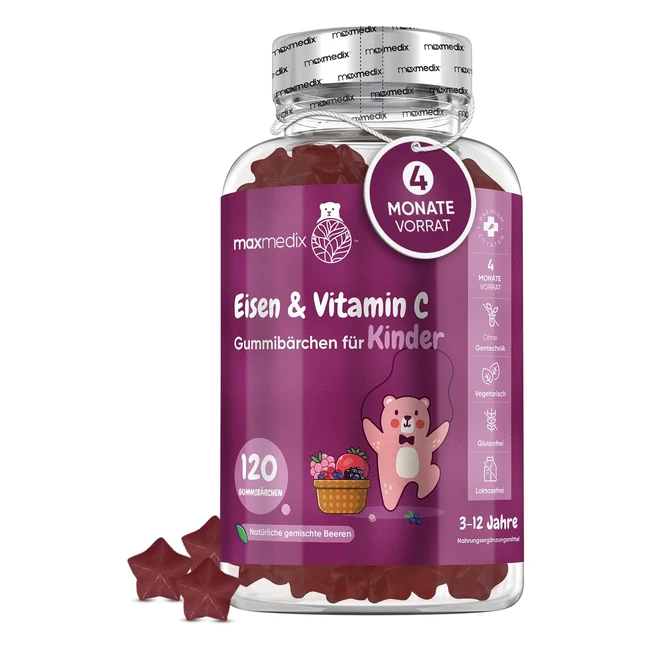 Eisen Vitamin C fr Kinder - 7 mg Eisen - 4 Monatsvorrat - 10 mg Vitamin C zur 