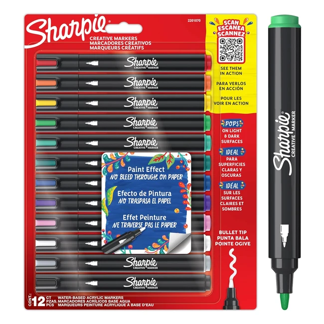 Sharpie Creative Marker Acrylic Paint Pens - Waterbased Paint Markers - Nobleed 