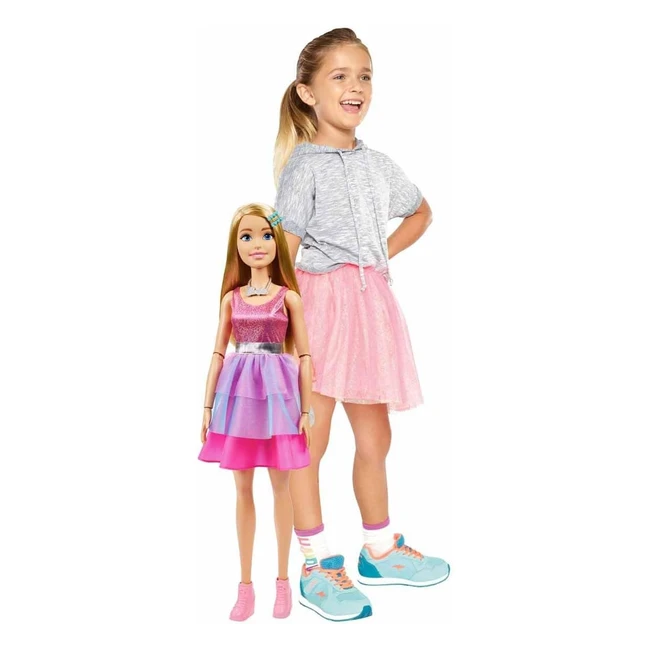 Barbie Extragroße Puppe 71 cm - Pinkes Kleid, Blonde Haare - Geschenk für Kinder ab 3 Jahren