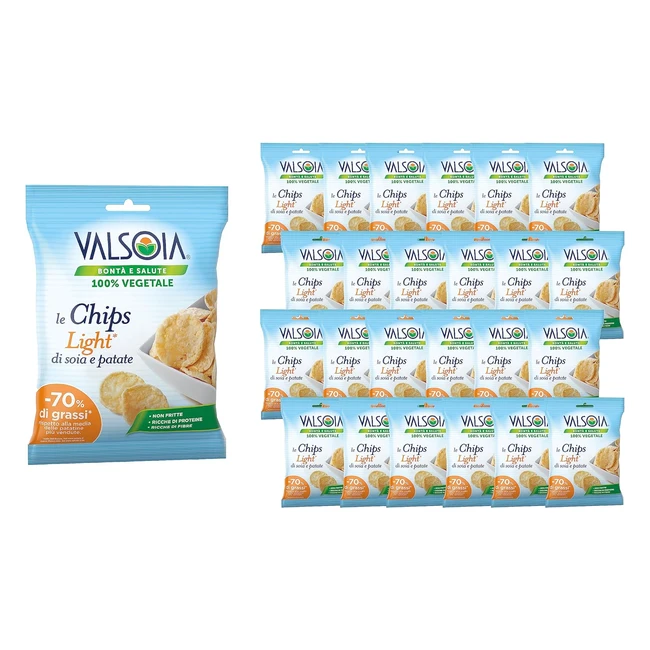 Valsoia Chips Light Vegetali Soia e Patate Box 24x25g 100% Vegetale Proteine Fibre Vegani Vegetariani