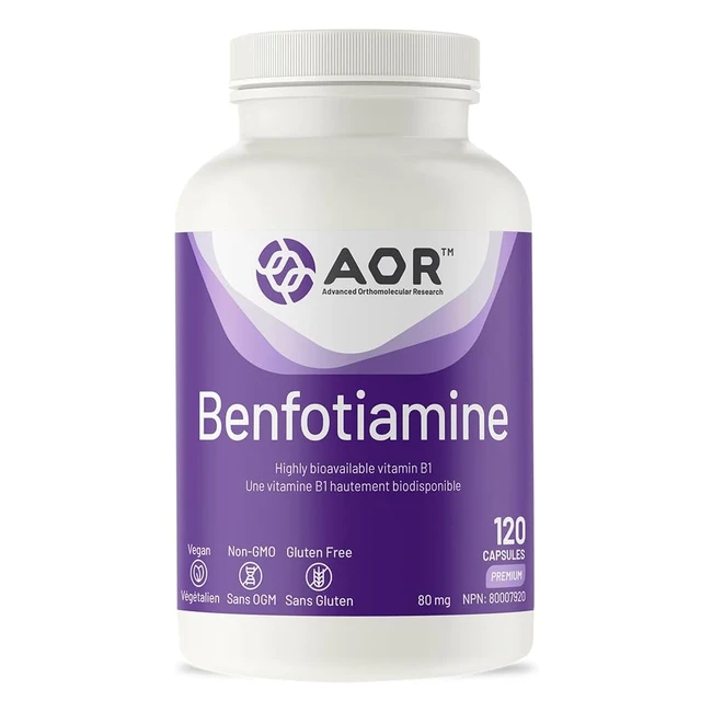 AOR Benfotiamina 120s - Integratore Vitamina B1 per Nervi e Occhi - Ref 120 - A