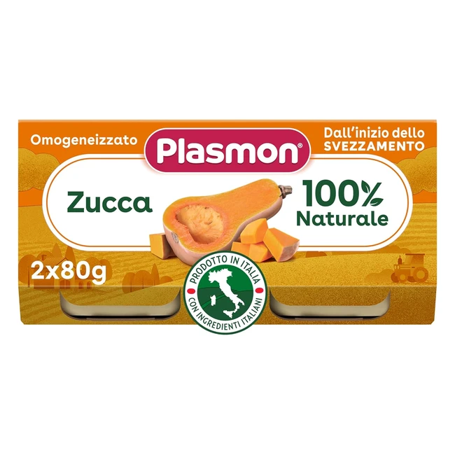 Plasmon Omogeneizzato Verdura Zucca 80g - 24 Vasetti - Senza Amidi e Sale - Ital