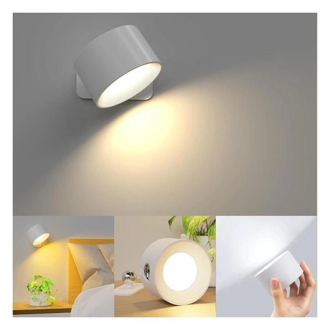 Sylvwin Lmpara de Pared LED - Control Tctil 3 Modos de Color 3 Niveles de 