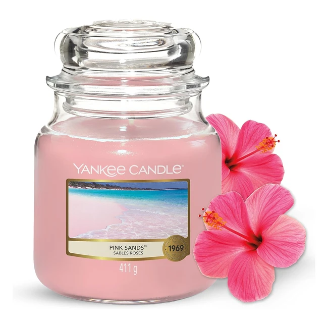 Yankee Candle Pink Sands Medium Jar Candle  Up to 75 Hours Burn Time