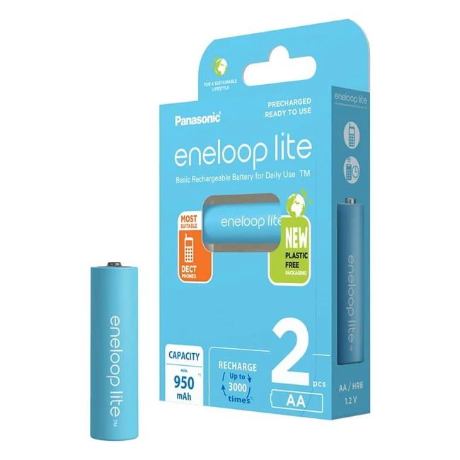 Panasonic Eneloop Lite AA Mignon Batterie Ricaricabili ReadytoUse 2pz 950mAh 300
