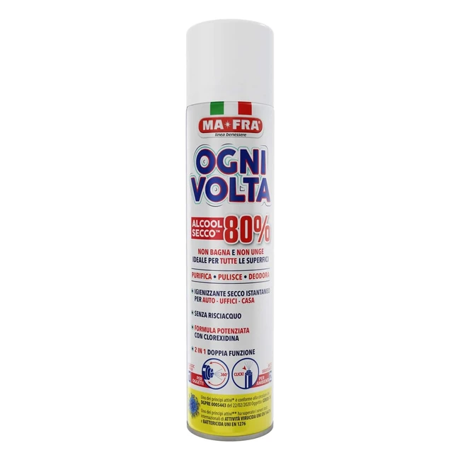 Spray igienizzante a secco Mafra Ogni Volta Alcool 80 - Purifica deodora non b