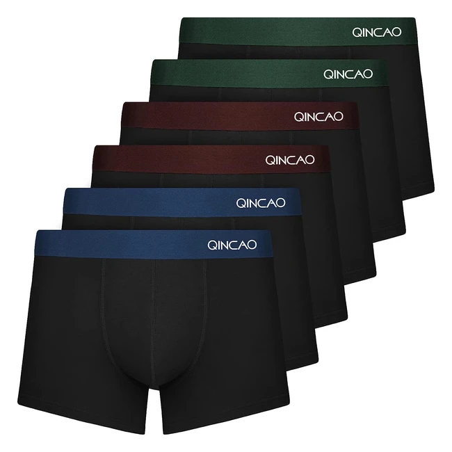 Qincao Boxer Shorts Mens 6 Pack No Itchy Labels Cotton Underwear Retro Trunks Gift Set