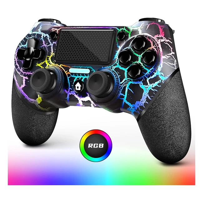 Controlador inalmbrico OLED PS4 diseo personalizado negro con luz RGB - ACEG