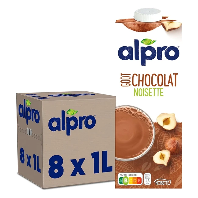 Alpro Boisson Vgtale Chocolat Noisette 1L Lot de 8x1L - Alternative 100 V