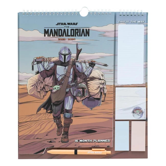 Calendario 2024 The Mandalorian con notas adhesivas y bolígrafo - Grupo Erik REF 2024 - Planificador mensual