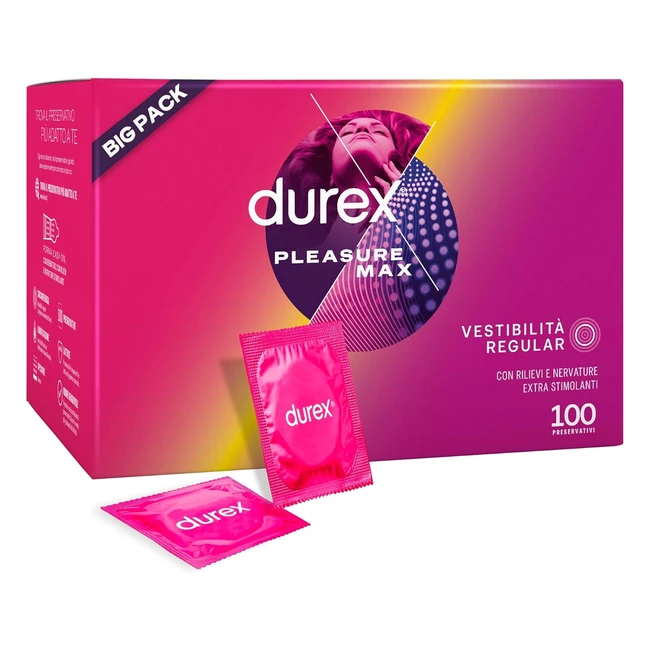 Durex Pleasuremax Con Rilievi e Nervature - Formato Convenienza 100 Profilattici