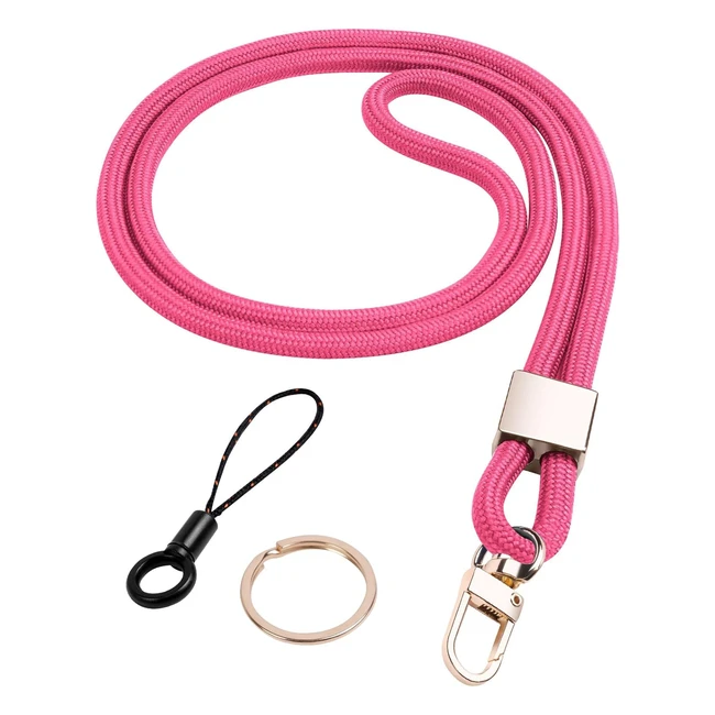 Vicloon Lanyard Neck Strap Badge Lanyards with Metal Key Rings - Pink