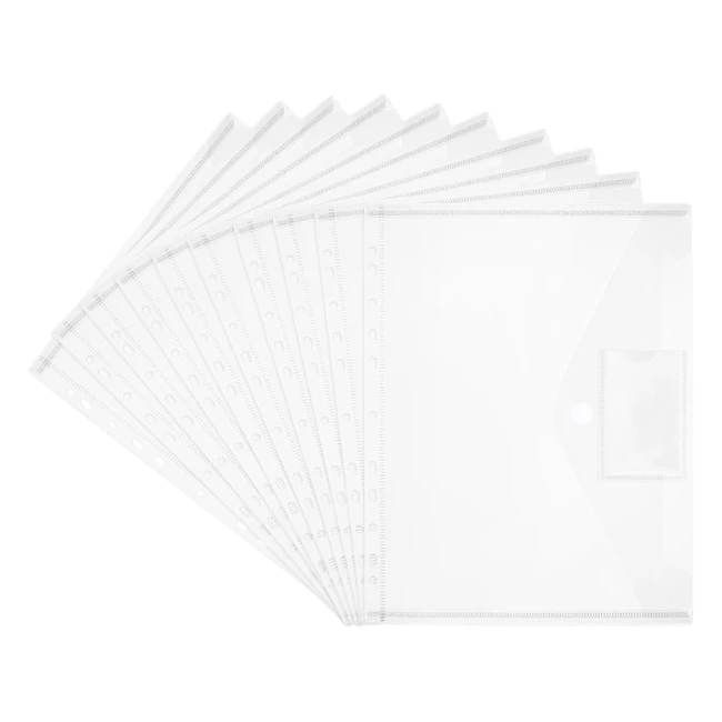 20 pochettes plastiques A4 transparentes avec 11 trous - Stockage de dossiers