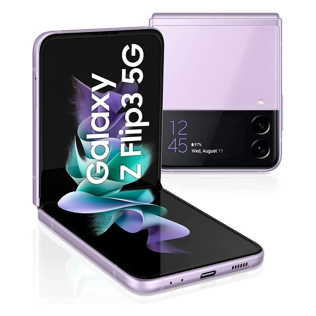 Samsung Galaxy Z Flip3 5G - Faltbares Handy - 19 Zoll Frontdisplay - 128 GB Interner Speicher - 8 GB RAM - Phantom Lavender - Inkl. 36 Monate Herstellergarantie - Exklusiv bei Amazon
